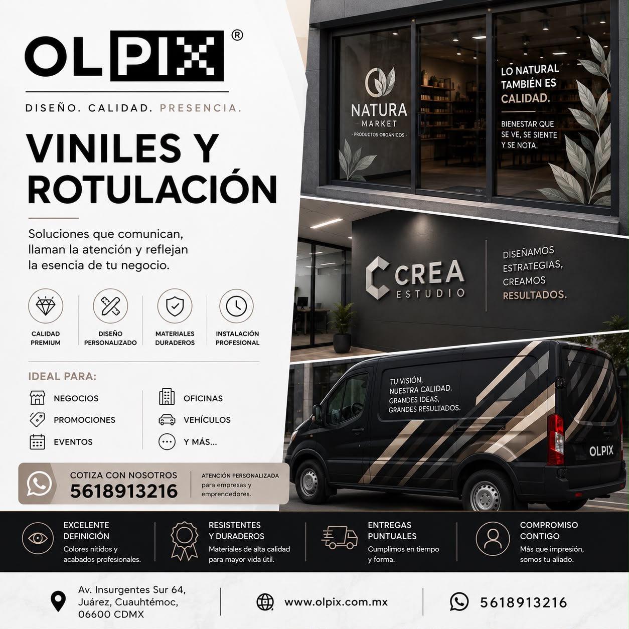 Rotulación de vehículos y espacios comerciales OLPIX en CDMX